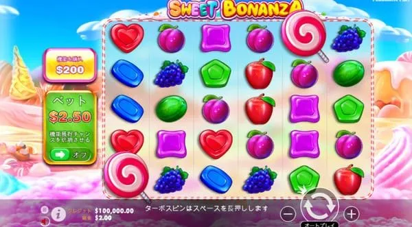 スイートボナンザのプレイ画面